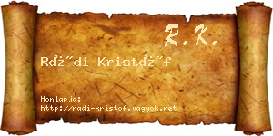 Rádi Kristóf névjegykártya